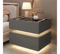 HanDpi Smart Nightstand with Wireless Charging and Touch Lights, Night Stand Charging, Modern Bedside Table 2 Drawers for Bedroom, Office(Dark Gray,18.9 * 15.7 15.7in)