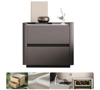 HanDpi Solid Wood Nightstand, Shelf Bedside End Table with Curved Profile Design for Bedroom and Living Room