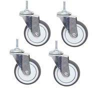 HanDpi Swivel Castor Wheels 360 Degree Rubber Caster With Brake 75Mm Industrial Furniture Casters Non-Slip Silent Caster M10/12 Threaded Stem Casters Load Capacity 130Kg,-M12