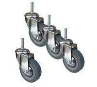HanDpi Swivel Castor Wheels Pu, 100Mm Replacement Furniture Caster With Brake Stem Casters With M10/12 Threaded Industrial Caster For Furniture Trunk Box Trolley Pack Of 4,M10-