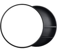 HanDpi Wooden Bathroom Round Mirror Cabinet, Cosmetic Makeup Mirror with 2 in 1 Mirror Cabinet,Fashion and Simplicity, Mirror Cabinet for Living Room, Bathroom, Barber Shop etc.