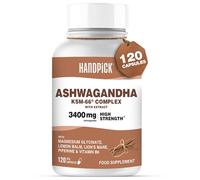 HANDPICK Ashwagandha KSM-66 Complex 3400 mg - Extra Strength 10:1 Extract with Magnesium, Lemon Balm, Lion’s Mane & Vitamin B6 - High Strength Ashwagandha Supplement for Men & Women