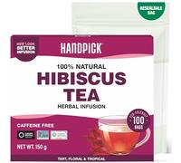 HANDPICK, Hibiscus Tea Bags - 100 Count | 100% Pure Ingredients- Hibiscus Flowers | Brew Hot, Iced Tea or Kombucha Tea | Round Herbal Tea Bags