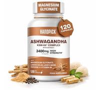 HANDPICK KSM-66 Ashwagandha 3400 mg (120 Capsules | 2 Month Supply) - Extra Strength 10:1 Extract with Magnesium, Lemon Balm, Lion’s Mane & Vitamin B6 - Supplement for Men & Women