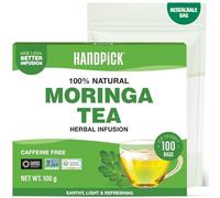 HANDPICK, Moringa Tea Bags (100 Count) Non-GMO, Caffeine Free, Pure Moringa Leaves | Sweet and Light Herbal Tea Bags, Round Eco-conscious Teabags