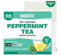 HANDPICK, Peppermint Tea Bags (100 Count), Peppermint Herbal Tea Bags - Minty, Fresh & Cool flavor | Premium Round Tea Bags