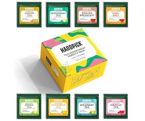 HANDPICK Tea Bags Sampler Gift Set - 8 Flavors, 40 Tea Bags Variety Pack | English Breakfast, Green, Black & Herbal Tea Selection | Mother’s Day Gift for Mum | Tea Gifts for Women, Mum, Wife, Grandma