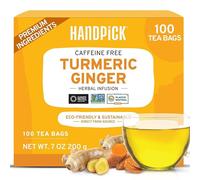 HANDPICK, Turmeric Ginger Tea Bags - 100 Herbal Tea Bags | Caffeine Free, Gluten Free | Made from 100% Pure Turmeric & Ginger Root | Curcumin | Packed