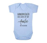 Handpicked for Earth by my Auntie up in heaven, family memorial remembrance quote [BBY7] baby grow vest, 0-3 months, Pastel Blue