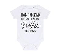 Handpicked for Earth by my Brother up in heaven, family memorial remembrance quote [BBY7] baby grow vest, 0-3 months, White