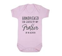 Handpicked for Earth by my Brother up in heaven, family memorial remembrance quote [BBY7] baby grow vest, 0-3 months, Pastel Pink