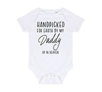 Handpicked for Earth by my Daddy up in heaven, family memorial remembrance quote [BBY7] baby grow vest, 0-3 months, White