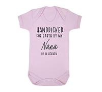 Handpicked for Earth by my Nana up in heaven, family memorial remembrance quote [BBY7] baby grow vest, 0-3 months, Pastel Pink