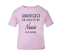 Handpicked for Earth by My Nana up in Heaven, Family Memorial Remembrance Quote [BBY7] Short Sleeve Cotton Toddler t Shirt, 1-2 Years, Pastel Pink