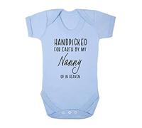 Handpicked for Earth by my Nanny up in heaven, family memorial remembrance quote [BBY7] baby grow vest, 0-3 months, Pastel Blue