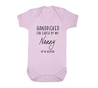 Handpicked for Earth by my Nanny up in heaven, family memorial remembrance quote [BBY7] baby grow vest, 0-3 months, Pastel Pink