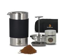 Handpresso - Travel Press | 0.33 Litre (2 Cups) | French Press Stainless Steel | Double Walled Insulated Coffee Press | Thermal French Press for Camping with bag and ground coffee tin