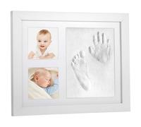 Handprint Footprint Photo Frame Kit, Paw Print Clay Photo Keepsake Set, Solid Wood Display, Includes Paint Set and Tools, DIY Handprint Footprint Memorial, Personalised Present for Anniversary