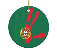 Handprint Over Portugal Flag Christmas Ornaments, Hanging Festive Decorative Ornament, Perfect for Holiday and Gift