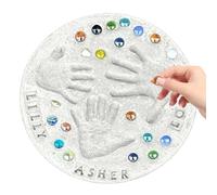Handprint Stepping Stone Kit - DIY Resin 10 Inch, Make Your Own Garden Keepsake with Alphabet Stamps, Colored Stones | Outdoor Craft Activity for Kids Teens Adults Mother's Day Birthday Gift Use