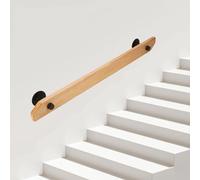 Handrail, 1-15FT Wood Staircase Handrail for Indoor Deck Railing Wall Mounted Stair Hand Rail Banister Railing Wooden Handrails for Stairs Steps Corridor Support Rods Balustrade
