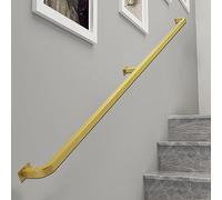 Handrail, 1-20ft Staircase Handrail Gold Stair Handrail for Steps Wall Mounted Staircase Hand Rail Galvanized Iron Stair Banister Grab Bar Railing Industrial Style Safety Decking Railing