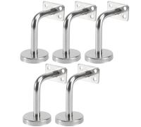 Handrail 5pcs Wall Mounted Bracket Stainless Steel for Stairways | Solid Silver Support, Easy Installation, round Rails and Metal Railings, Toilets, Caregivers