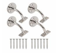 Handrail Brackets Chrome 63mm Heavy Duty Stair Handrail Support Wall Mounted Banister Rail Bracket with Screws for Staircase Installation (Pack of 4)
