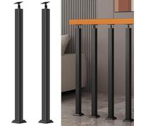 Handrail for Deck Balcony, Adjustable Metal Railing Spindles, Square Stair Baluster Posts, Modern Industrial Support Rods, 2PCS