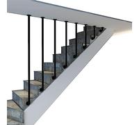 Handrail for Indoor Stairs, Galvanized Round Pipe Railing, Wall Mount Wrought Iron Banister, Side Mount L-Shaped Hand Rail
