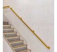 Handrail for Indoor Stairs, Wall Mount Metal Railing Industrial Iron Pipe Banister Non-Slip Grab Bar for Outdoor Indoor Stairs Loft Porch Deck Hand Rail, Gold Decorative Handrails(15ft/4.5m)