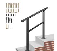 Handrail for Outdoor Step, Stair Railing Fit 1 to 3 Steps, Adjustable Galvanized Steel Hand Rails with Installation Kit, Transitional Guardrail for Concrete or Wooden Steps(C,120cm/47inch)