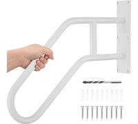 Handrail for Outdoor Steps, Non-Slip Wall-Mounted Stair Handrail - Heavy Duty U-Shaped Grab Bar for 1-3 Steps - Matte Black Finish Hand Railing Grip for Children, Senior, Pregnant, Disabled (White)