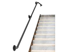 Handrail for Staircase Modern Grab Rails for Outside Stairs, Handrail Bannister Rail Support Kit for Indoors Outdoors Steps | Black Metal Wrought Iron Industrial Han(120cm(4ft))