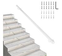 Handrail for Stairs 1 2 3 4 5 6 Metres, Wall Mount Staircase Hand Railing with Brackets, White Metal Banister Non-Slip Safety Grab Bar for Indoor and Outdoor(20ft/600cm)