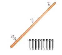 Handrail for Stairs, 1.5m/5FT Wooden Stair Banister Rail, Classic & Safety Indoor Wall Mounted Exterior Stairs Handrail for Elderly Kids Non-Slip Staircase Banister Spindle with Fittings