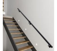 Handrail for Stairs 30-600CM Black Metal Wrought Iron Stair Railing Corridor Safety Support Rod, Indoor Outdoor Wall Mounted Staircase Banister Rails with Brackets(10ft/300cm)