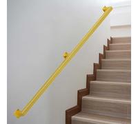 Handrail for Stairs 60cm 80cm 1m 2m 3m 4.2m 5m Wall Mounted Balustrade Industrial Wrought Iron Stair Railing for Indoor Outdoor Stairs Loft Villa Yards, Gold Square Pipe Design(9.2ft/2.8m)