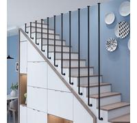 Handrail for Stairs Indoor Outdoor Steps,Staircase Banister Railing Non-Slip Guardrails,External Side-Mount Metal Wrought Iron Balustrade Posts,Black(1.3ft/40cm)