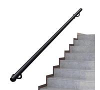 Handrail for Stairs Interiors Steps 80cm 100cm 120cm 150cm 180cm 200cm Staircase Railing Handrails Black Metal Wrought Iron Wall Support Rod, Black(9ft/270cm)