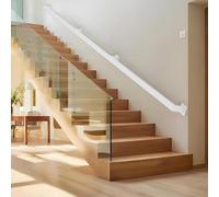 Handrail for Stairs, Metal Stair Banister Rail, Safety Indoor Wall Mounted Exterior Stairs Handrail for Deck Porch Non-Slip Staircase Banister Spindle White Stair Balustrade(9.2ft/280cm)