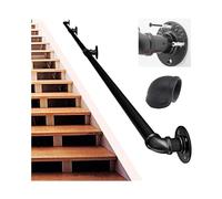 Handrail for Stairs Wall Mount Handrail W/Sturdy Metal Barckets 440LBS Load Capacity Round Corner Wall Handrailings for Indoor, Outdoor Non-Slip & Rust-Resistant,Preto 7ft/210cm