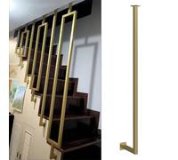 Handrail for Stairs, Wrought Iron Banisters Column, Metal Side Mounted Railing Post, Gold Square Tube Steps Transitional Guardrails for Slope Staircases(Straight Pipe,3.6ft/110cm)