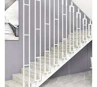 Handrail for Steps, Loft Corridor Stairs Banister Railing with Fittings, Square Tube Wrought Iron Balustrade Posts, White Transitional Parapet Rails Home Decor(I-Shaped Fixing,4.3ft/130cm)