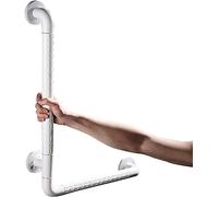 handrail Grab Rails,Handrail Bathroom Safety Bar for The Disabled, L-Shaped Corner Bars Toilet Shower Non-Slip Wall Hanging Elderly Disabled Children Accessible Handle/White/50 * 7