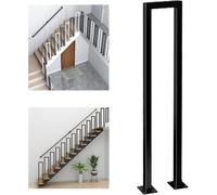 Handrail Kit for Stairways, U-Shaped Matte Black Wrought Iron, Outdoor Wooden Steps Bannister Rails, Sturdy Handrails for Staircase and Steps, Easy Installation