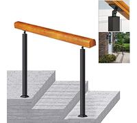 Handrail Kit for Steps | Adjustable Height 2/3 Step Solid Wood Handrail with Installation Kits for Outdoor Use