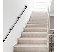 Handrail Staircase 3.66m/12ft Black Handrail Stair Rail Grab Bar Handle Balustrade Staircase Banister Wall Mounted Balustrade Non-Slip Grab Bar Stairs Wrought Iron Banister Rail Kit for Indoor/Outdoor