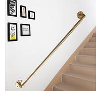 Handrail Staircase for Indoor/Outdoor Stair Handrail Banister Wall Mounted，1 2 3 4 5 6 Metres Staircases Railing，Gold Metal Wrought Iron Handrails for Indoor Corridor Loft Steps/3F