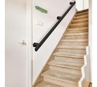 Handrail Stairway Hand Rail Outdoor Railings Staircase Garden, Adjustable 30-600CM Metal Banister with Wall Brackets, Stylish Staircase Railing